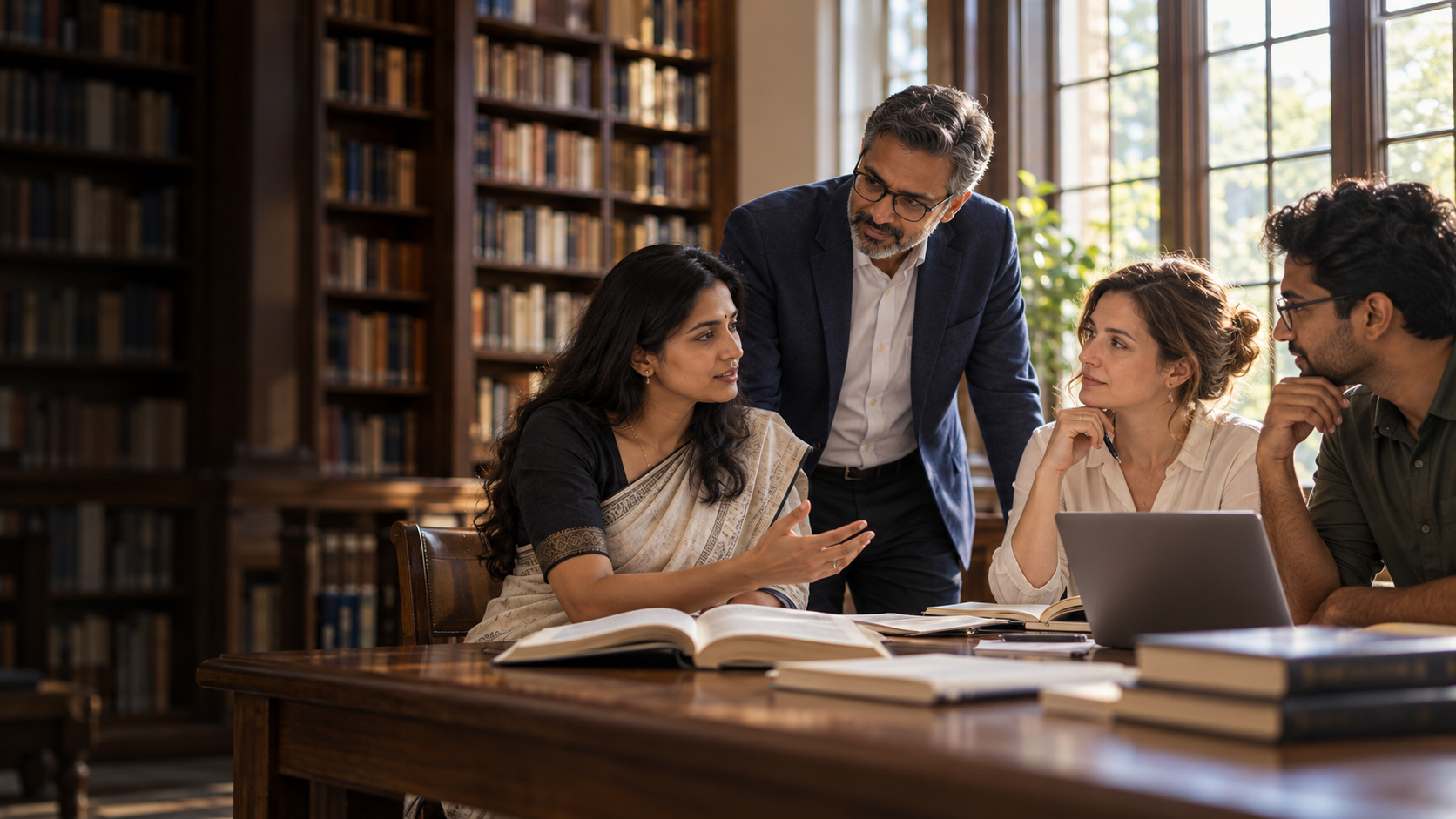 Illustrative academic discussion in a library